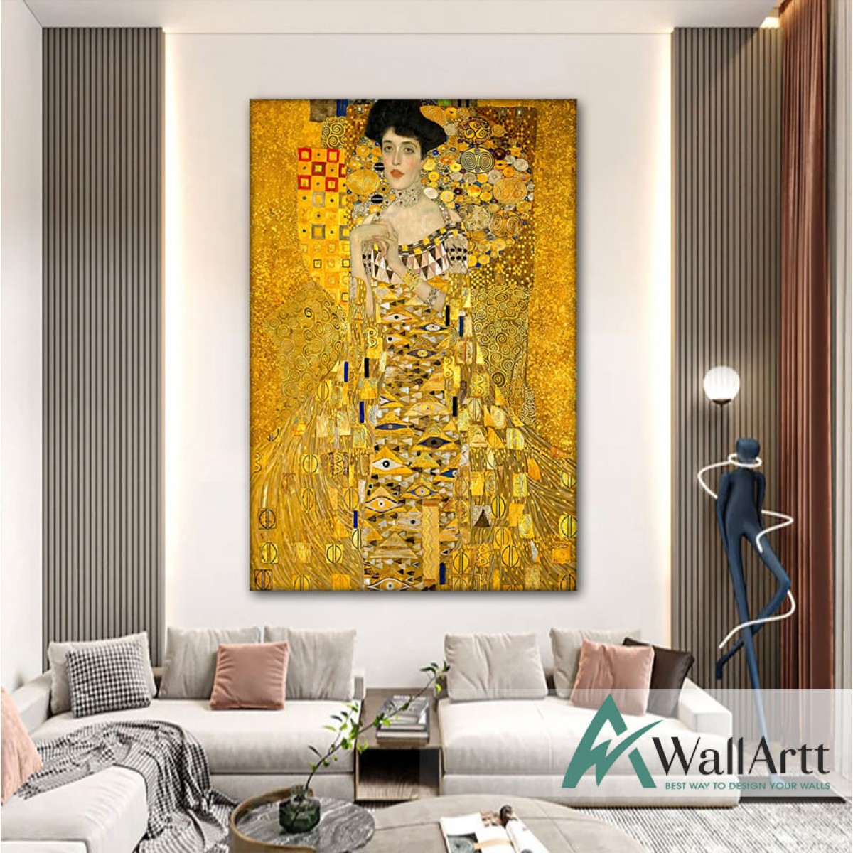 Gustav Klimt The Lady in Gold Textured Partial Oil Painting